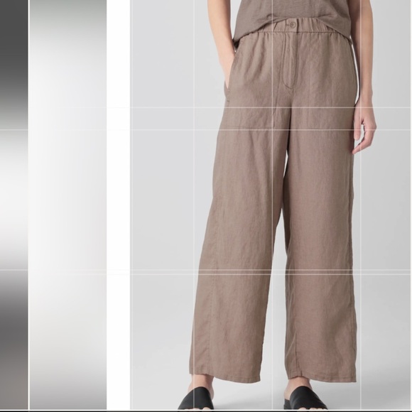 Eileen Fisher Sz M Wide Leg Organic Linen Ankle Pants (Cocoa) - Picture 1 of 8